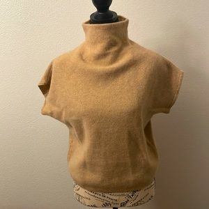 Tahari 100% Cashmere Pure Luxe Tan Short Sleeve Sweater